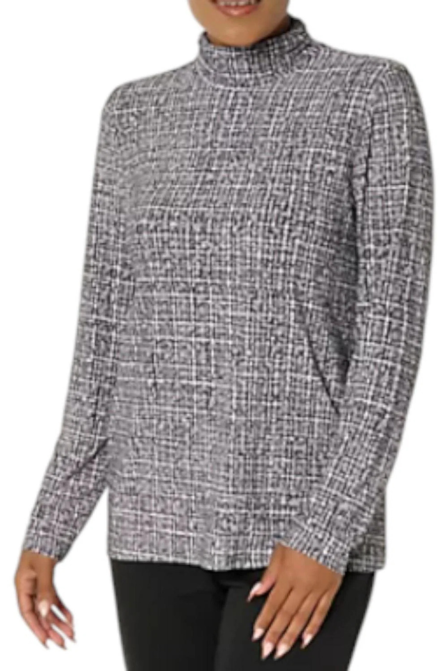 Dennis Basso Women's Italia Knit Mock Neck Top Textured - Regular